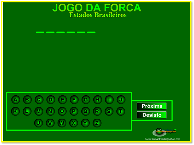  JOGO DA FORCA - ESTADOS BRASILEIROS