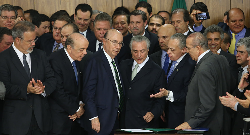 Michel Temer durante cerimônia de posse aos novos ministros de seu governo, no Palácio do Planalto