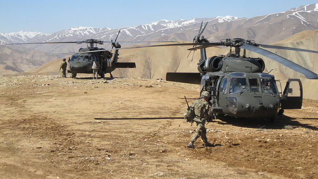 Black Hawk military helicopters in Afghanistan, April 2011. (Photo/U.S. Army Corps of Engineers via Flickr)