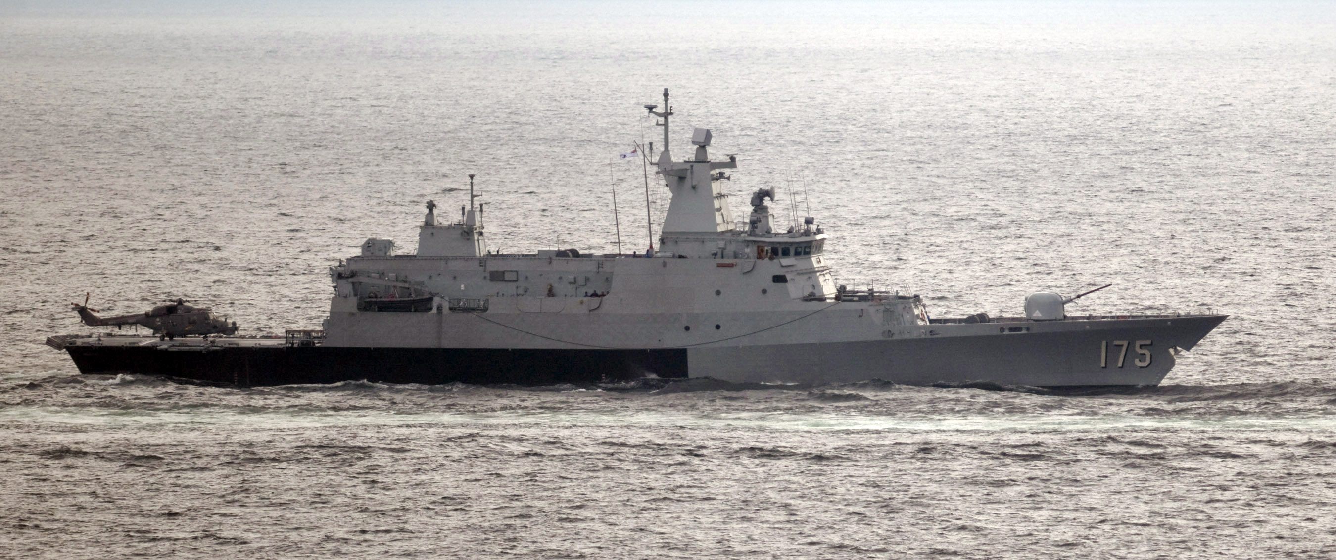 110126-N-6320L-821 STRAIT OF MALACCA (Jan. 26, 2011) The Royal Malaysian Navy corvette KD Kelantan (175) is underway in the Strait of Malacca. (U.S. Navy photo by Mass Communication Specialist Seaman Nicolas Lopez/Released)