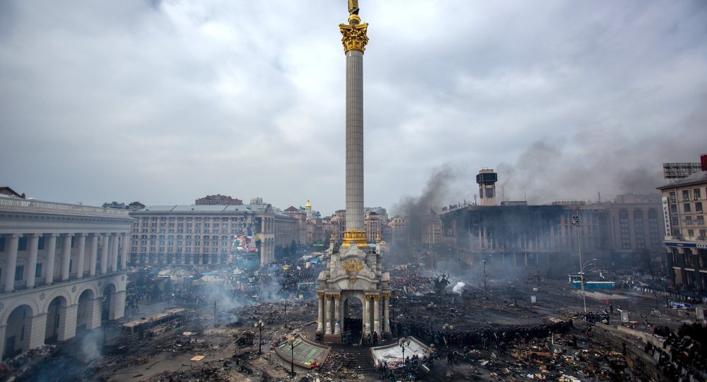 Protesto na Praça Maidan em Kiev, 22 de fevereiro