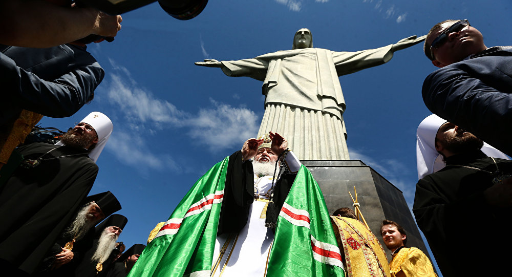 O líder da Igreja Ortodoxa Russa, Kirill, Patriarca de Moscou e de toda a Rússia, é recebido pelo Arcebispo do Rio de Janeiro, Dom Orani Tempesta