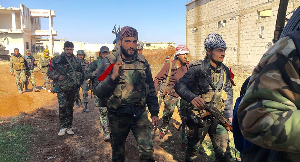 Soldados do Exército sírio na cidade de Osman na província de Daraa, Síria, 4 de fevereiro de 2016