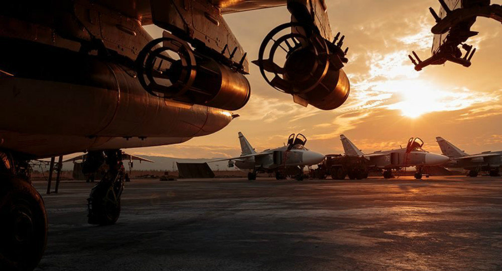 Grupo aéreo russo na base de Hmeymim, na Síria