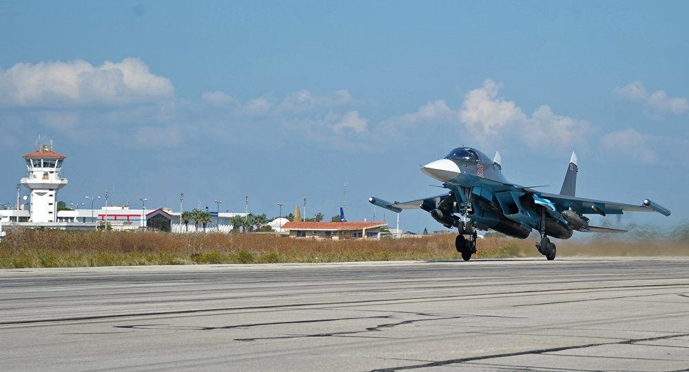 Caça russo na base aérea de Hmeymim, na Síria