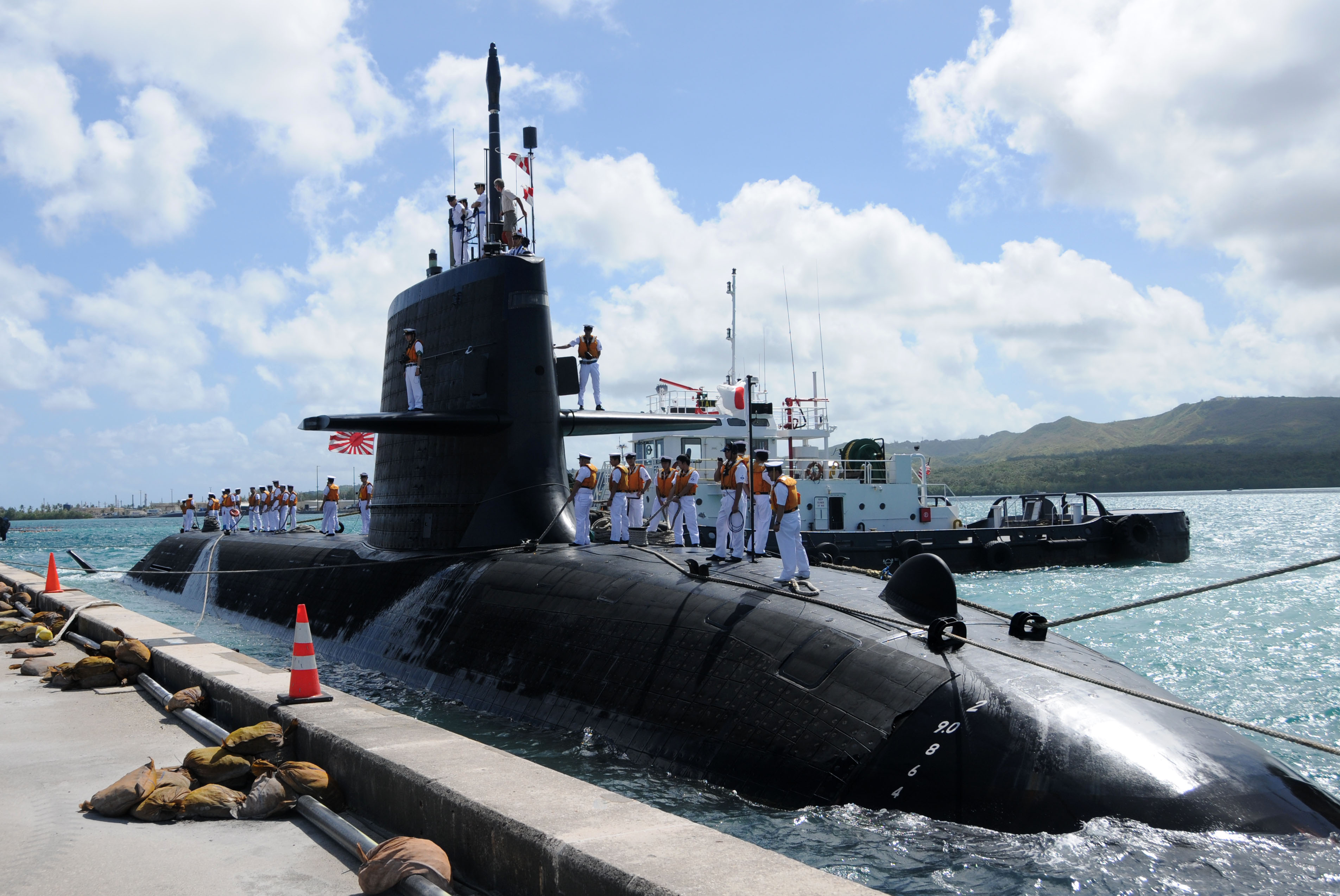 130412-N-LS794-166  APRA HARBOR, Guam (April 12, 2013) Japan Maritime Self-Defense Force (JMSDF) submarine Hakuryu (SS 503) visits Guam for a scheduled port visit. Hakuryu will conduct various training evolutions and liberty while in port. (U.S. Navy photo by Mass Communication Specialist 1st Class Jeffrey Jay Price/Released)