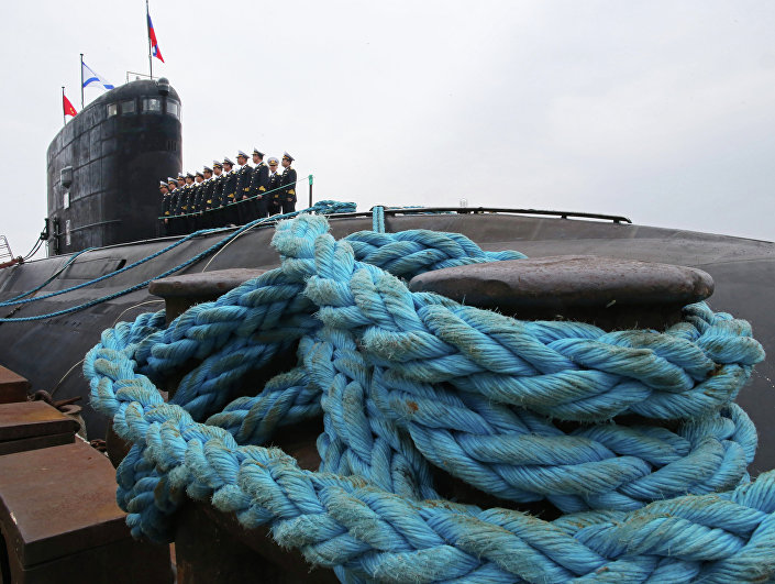 Foto do arquivo. Submarino diesel-elétrico construído para a Marinha do Vietnã no estaleiro na cidade russa de Svetly, na região de Kaliningrado. 