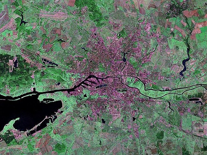 Vista de satélite de Kaliningrado, Rússia