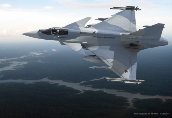 Gripen NG para o Brasil - concepção artística Saab